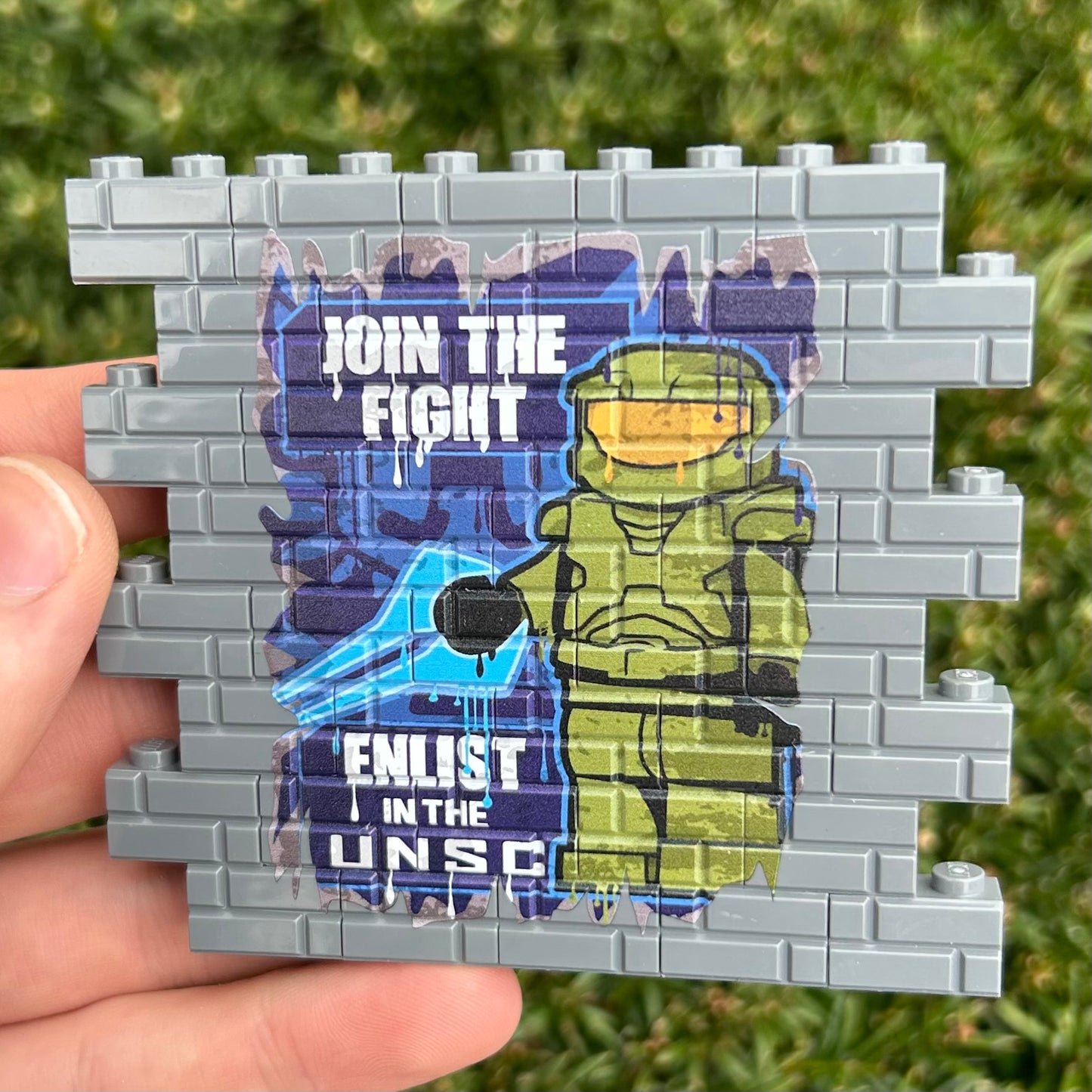 Join the Fight! Graffiti Wallbrick (Dark Bluish Grey)