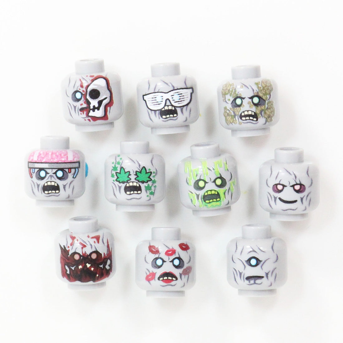 BrickTactical Zombie Head Pack V4, custom zombie heads printed on genuine LEGO® parts
