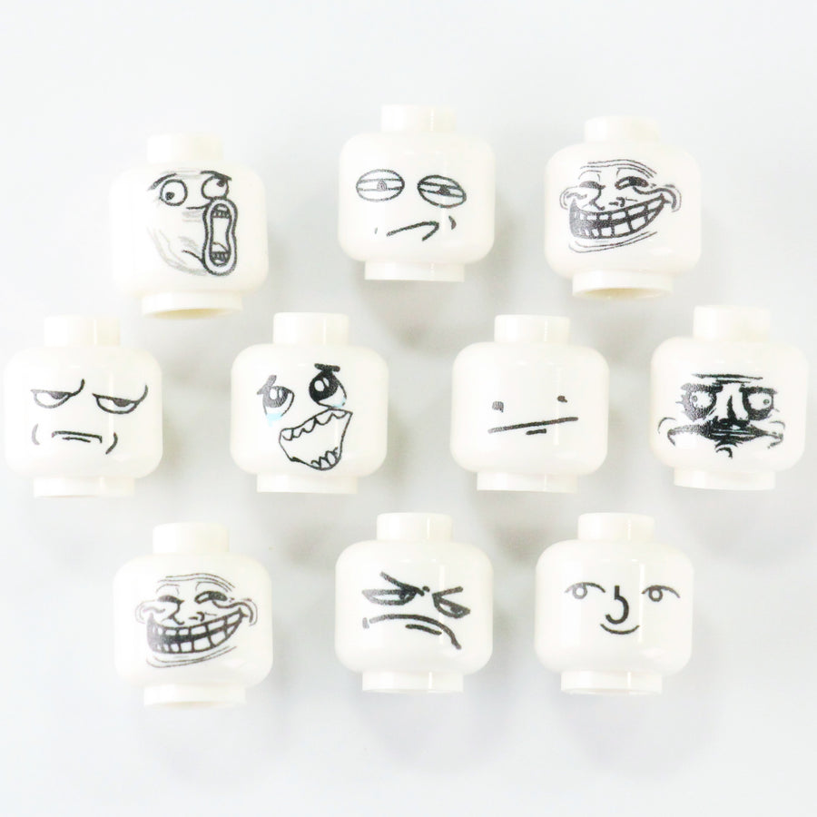 Meme Face Head Pack – custom LEGO-compatible minifigure item by BrickTactical