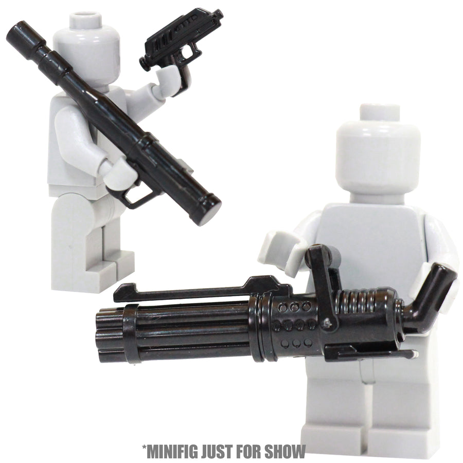 Minifigure armed with a custom blaster from the BrickTactical Blaster Pack