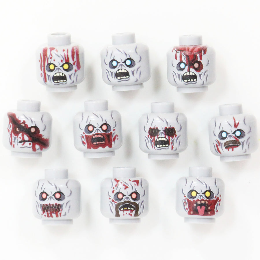 World War Zombie Head Pack – custom LEGO-compatible minifigure item by BrickTactical
