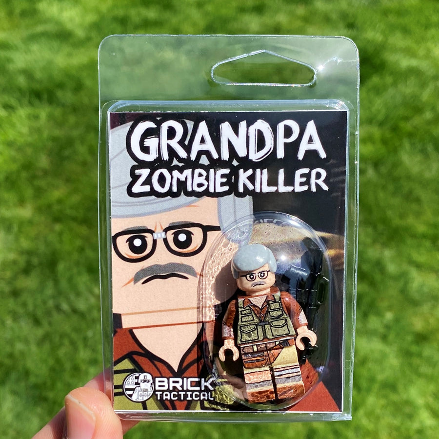 BrickTactical Custom Printed LEGO Minfigs Grandpa Zombie Killer