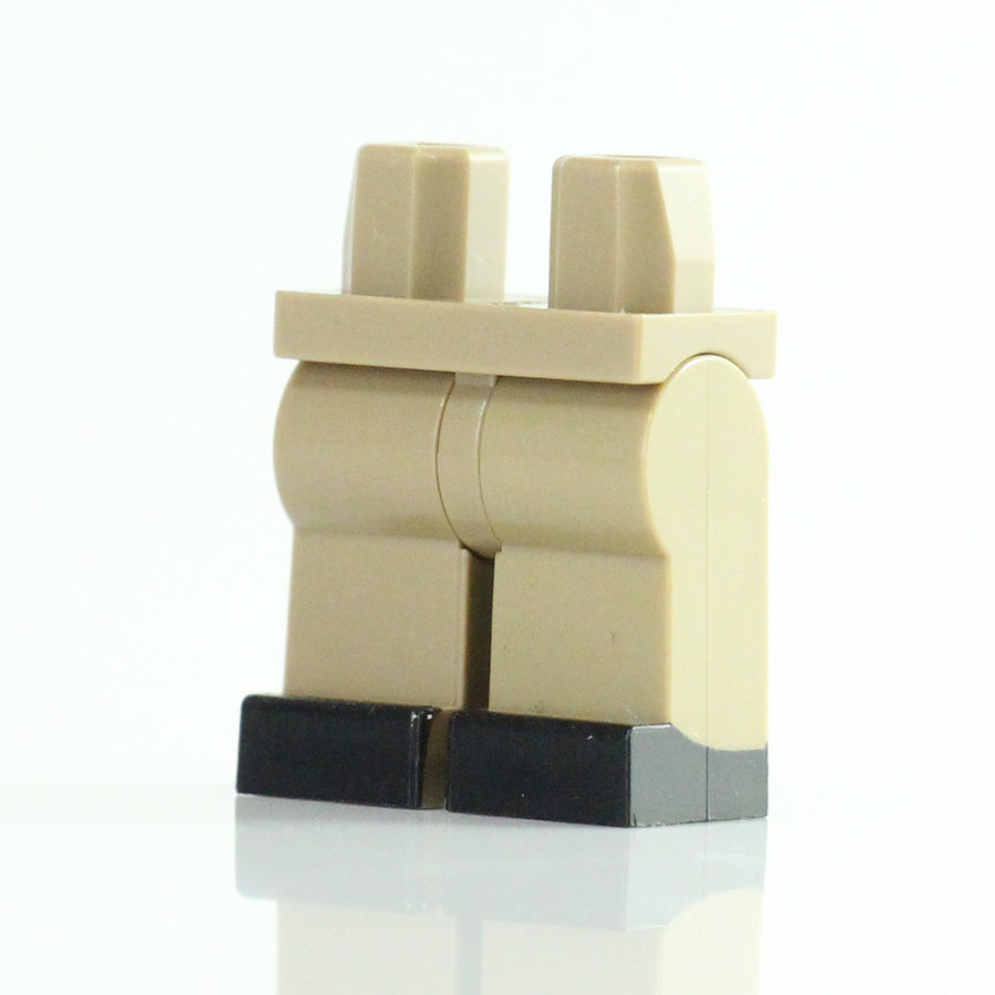 BrickTactical Custom Printed LEGO Black Boot Legs Dark Tan