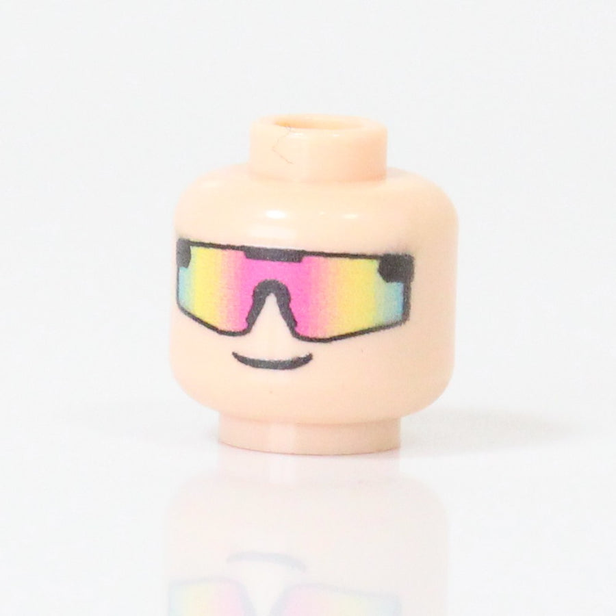 Sunglass Head (Light Flesh) – custom LEGO-compatible minifigure item by BrickTactical, alternate view