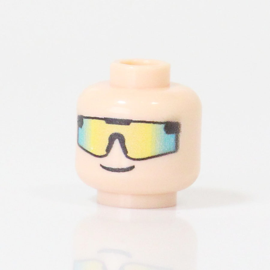 Sunglass Head (Light Flesh) – custom LEGO-compatible minifigure item by BrickTactical, alternate view