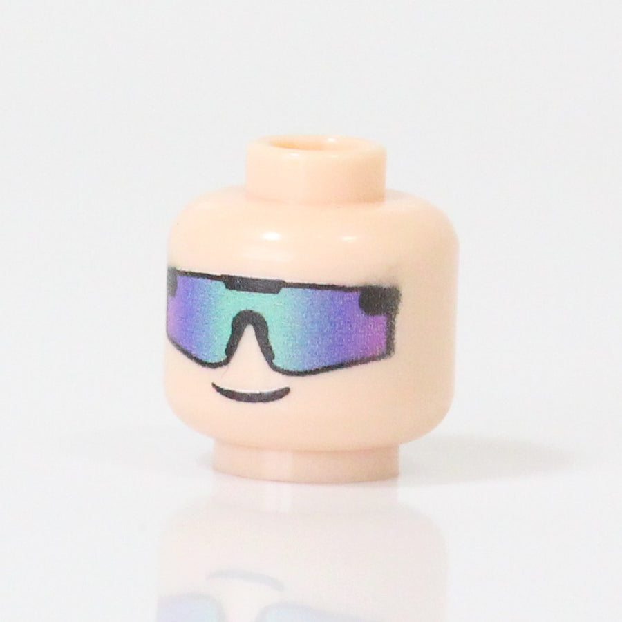 Sunglass Head (Light Flesh) – custom LEGO-compatible minifigure item by BrickTactical, alternate view