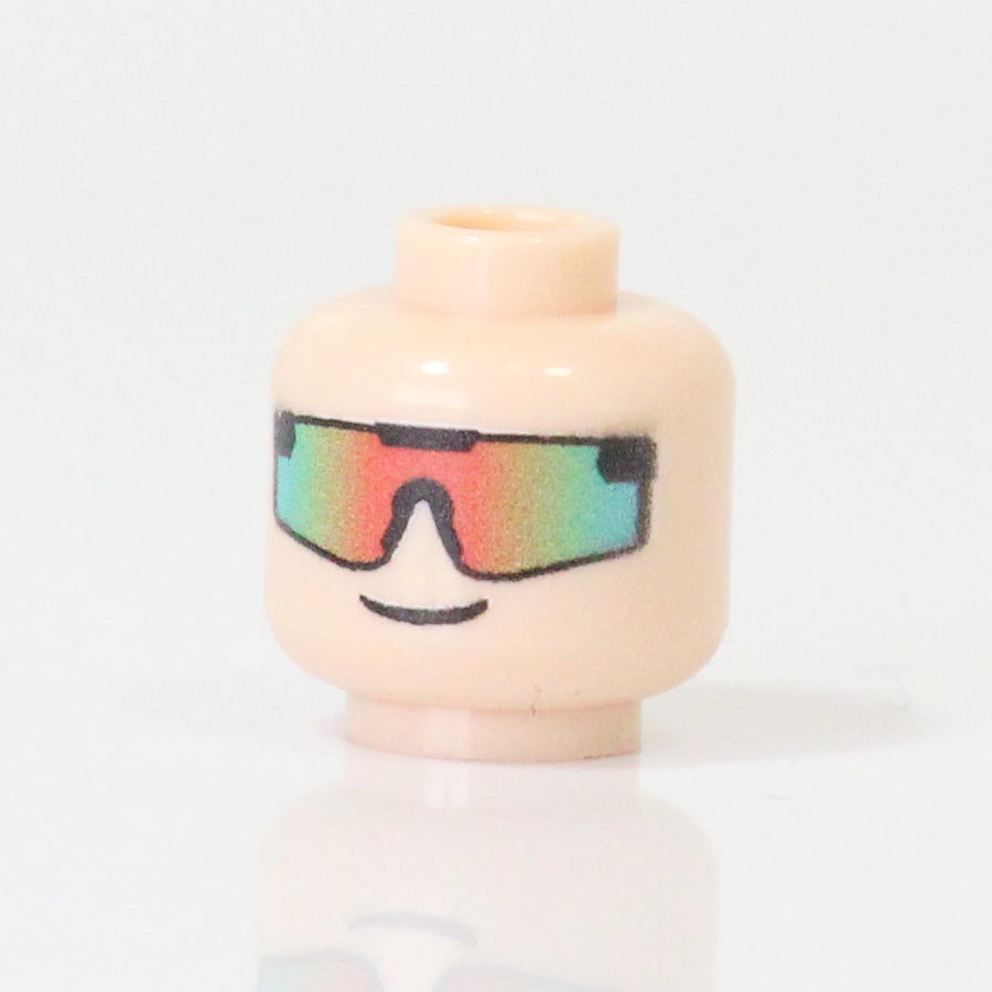 Sunglass Head (Light Flesh) – custom LEGO-compatible minifigure item by BrickTactical