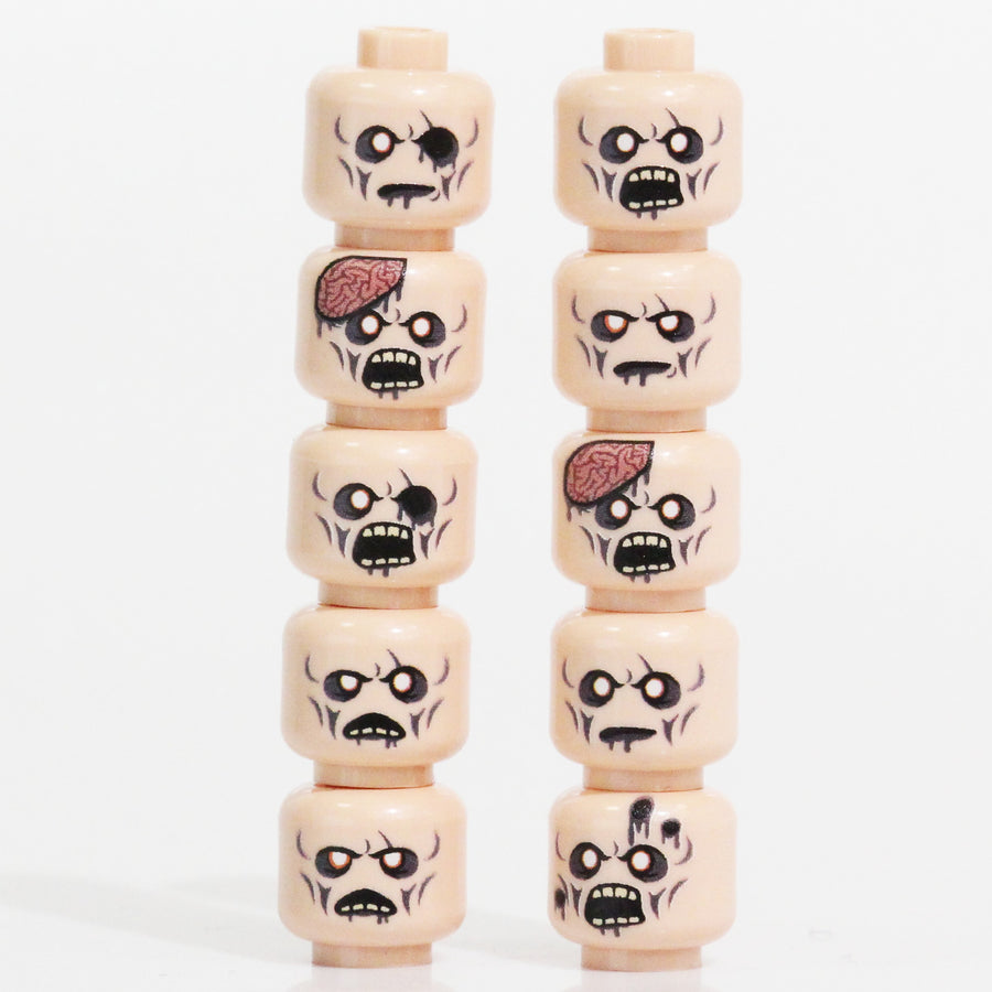 Light Nougat Zombie Head Pack – custom LEGO-compatible minifigure item by BrickTactical