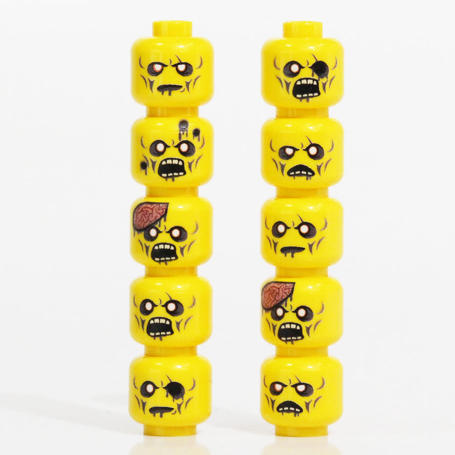 Yellow Zombie Head Pack – custom LEGO-compatible minifigure item by BrickTactical