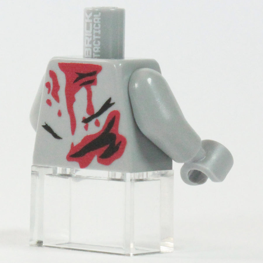 Zombie Torso - Light Bluish Grey – custom LEGO-compatible minifigure item by BrickTactical, alternate view