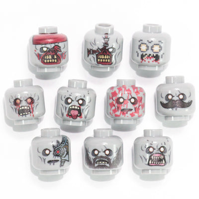 Zombie Head Pack V6 – custom LEGO-compatible minifigure item by BrickTactical