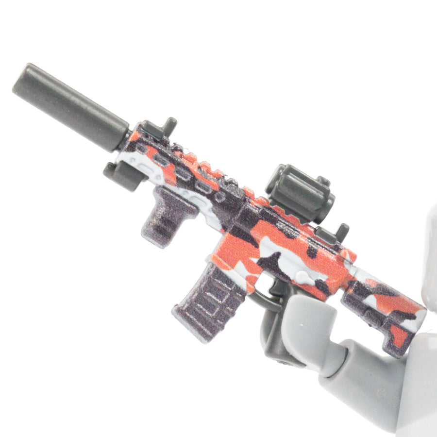 Orange Camo Printed SBR Rifle – custom LEGO-compatible minifigure item by BrickTactical
