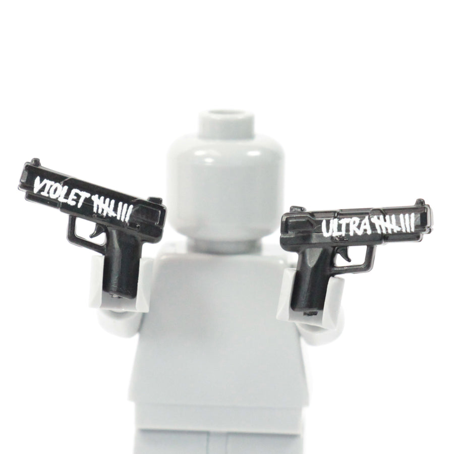 Ultra and Violet Pistols – custom LEGO-compatible minifigure item by BrickTactical, alternate view