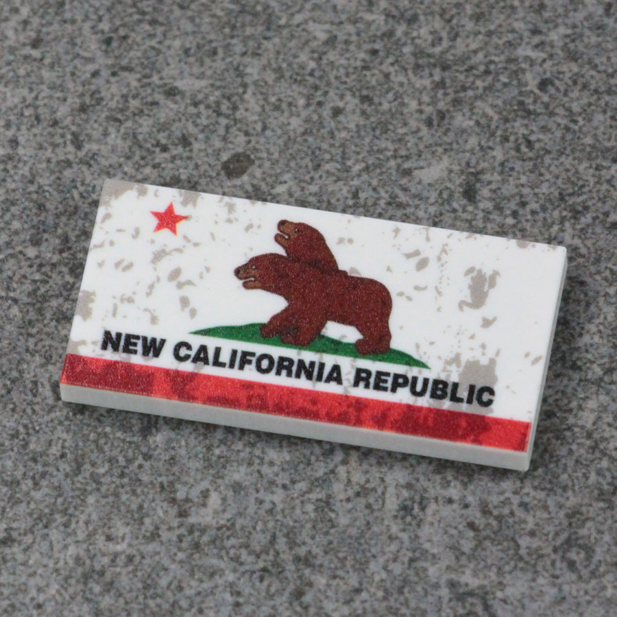 Weathered New California Flag Tile – custom LEGO-compatible minifigure item by BrickTactical