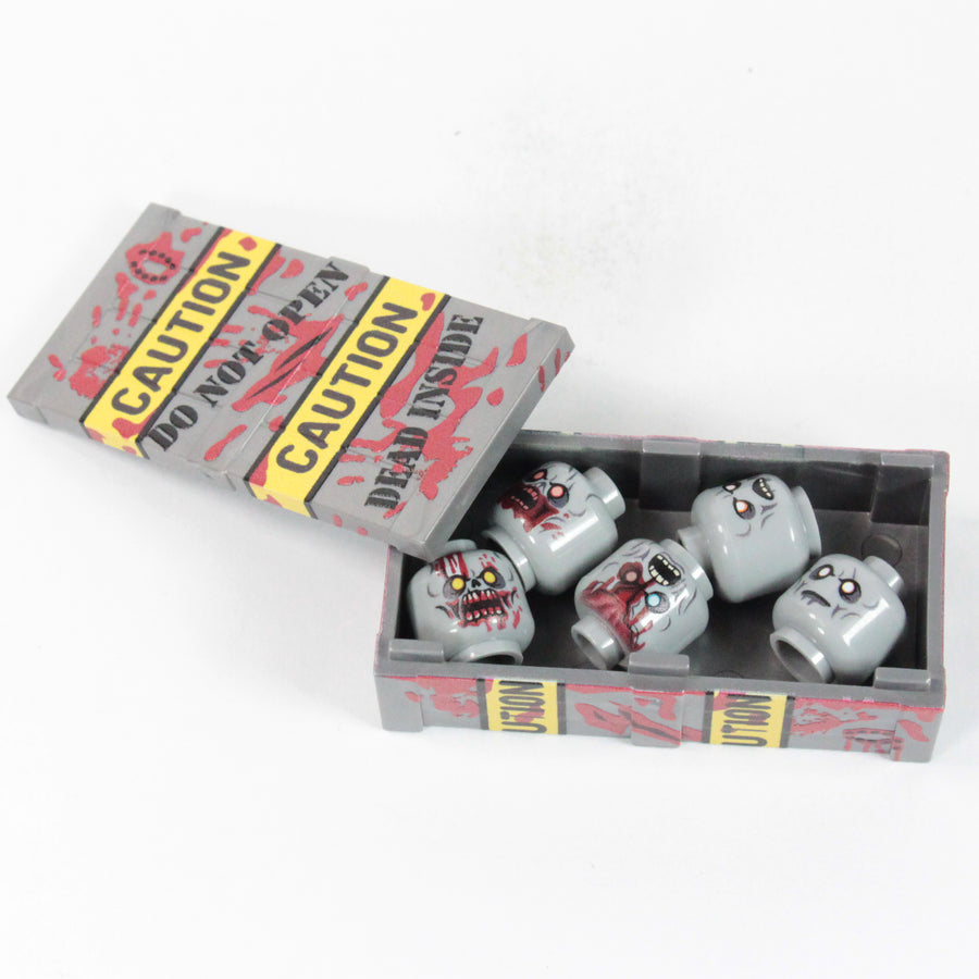 Zombie Head Crate (x5 Random Heads) – custom LEGO-compatible minifigure item by BrickTactical, alternate view