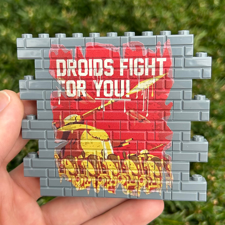 Droid Graffiti Wallbrick (Dark Bluish Grey) – custom LEGO-compatible minifigure item by BrickTactical