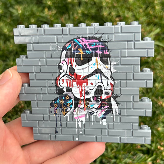 Drippy Trooper Graffiti Wallbrick (Dark Bluish Grey)