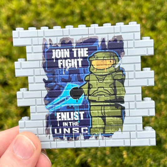 Join the Fight! Graffiti Wallbrick (Light Bluish Grey)