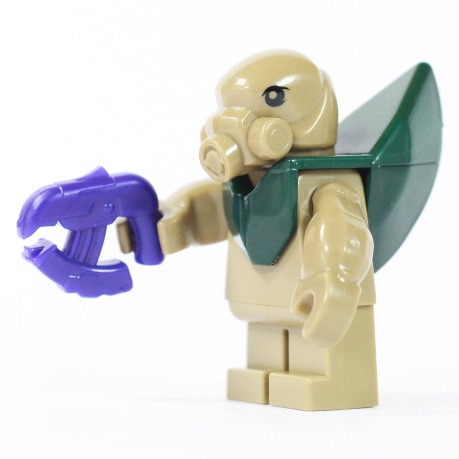 BrickTactical Custom LEGO Minifigure Alien Soldier Dark Tan with Dark Green