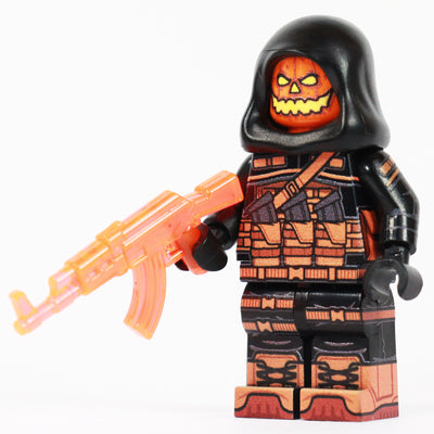 Pumpkin Operator custom LEGO minifigure by BrickTactical with rifle