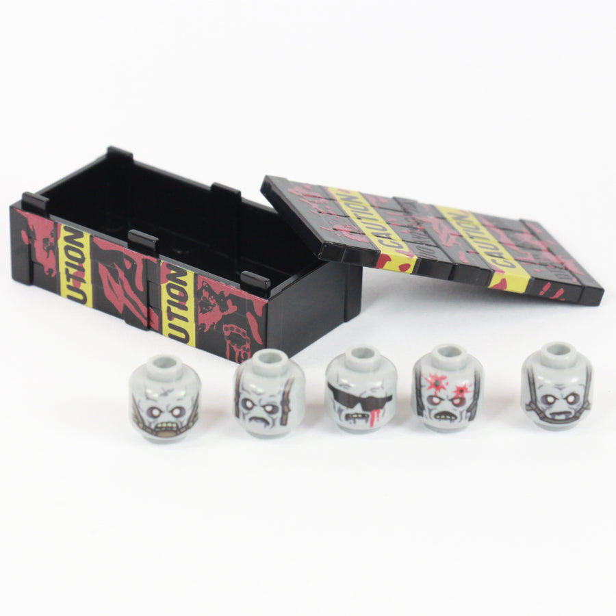 Zombie Head Crate in Black by BrickTactical with 5 random zombie heads