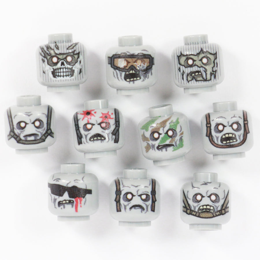 Military Zombie Head Pack custom LEGO minifigure heads by BrickTactical