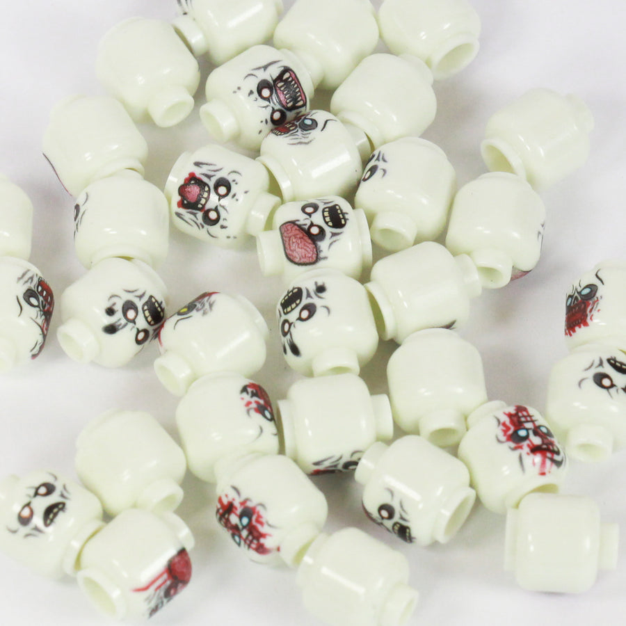 Glow in the Dark Zombie Head Pack custom LEGO minifigure heads by BrickTactical