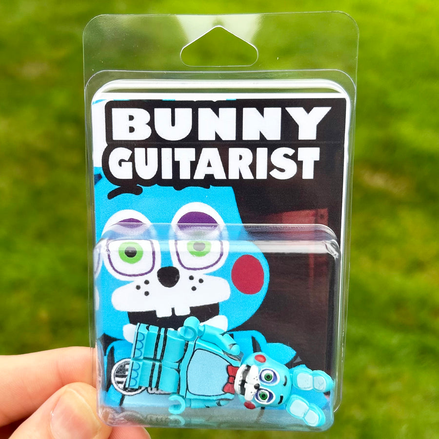 Bunny Guitarist custom LEGO minifigure by BrickTactical in collector blister card packaging