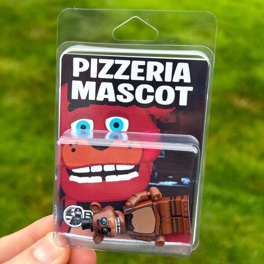Pizzeria Mascot custom LEGO minifigure by BrickTactical in collector blister card packaging