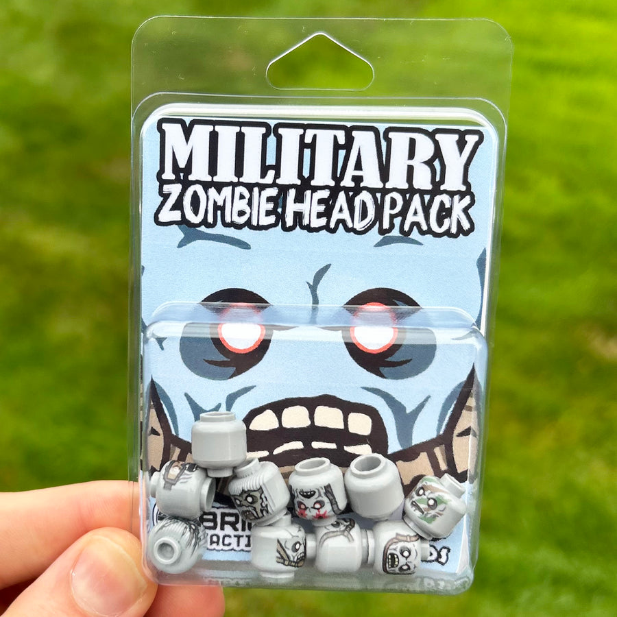 Military Zombie Head Pack by BrickTactical in blister card packaging