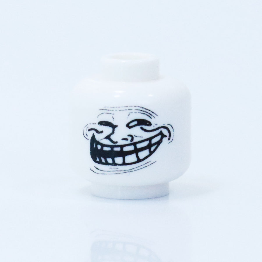 Troll Face Head – custom LEGO-compatible minifigure item by BrickTactical, alternate view