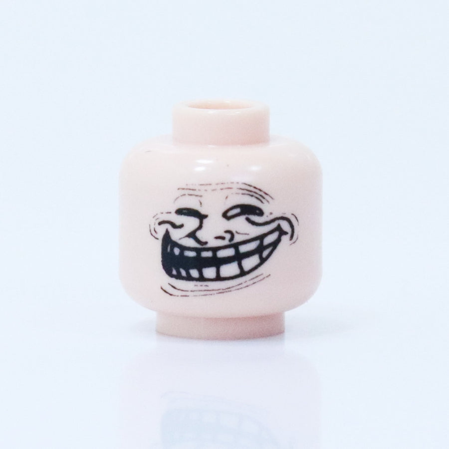 Troll Face Head – custom LEGO-compatible minifigure item by BrickTactical, alternate view