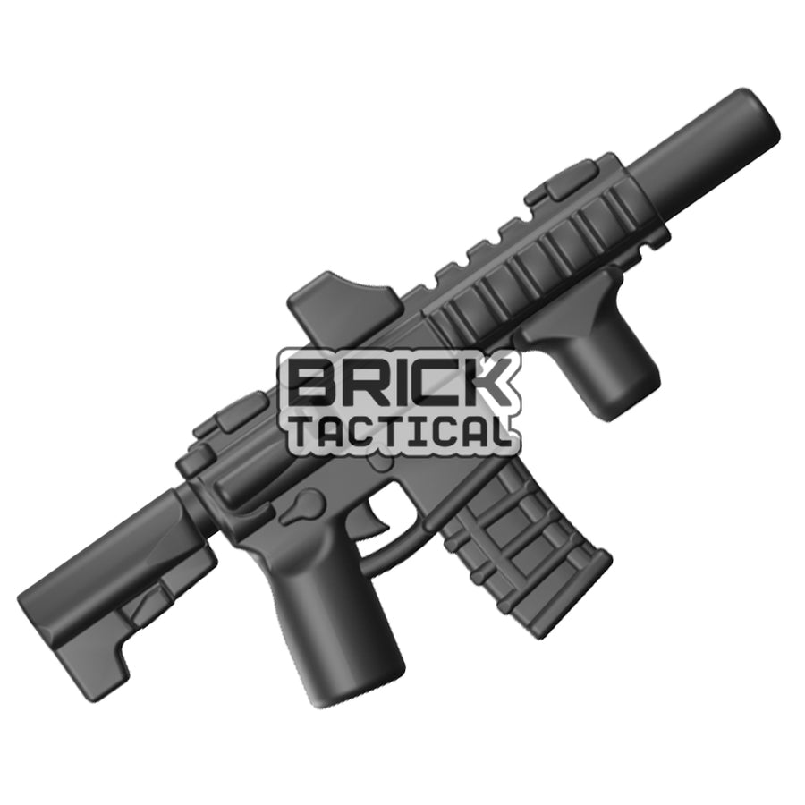 BrickTactical M4 Slim custom carbine for LEGO minifigures, angled view