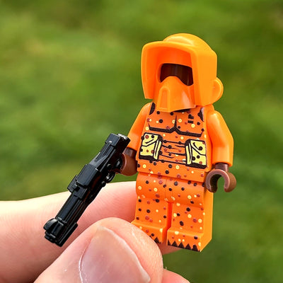 Peanut Butter Scout custom LEGO minifigure by BrickTactical, front view with blaster