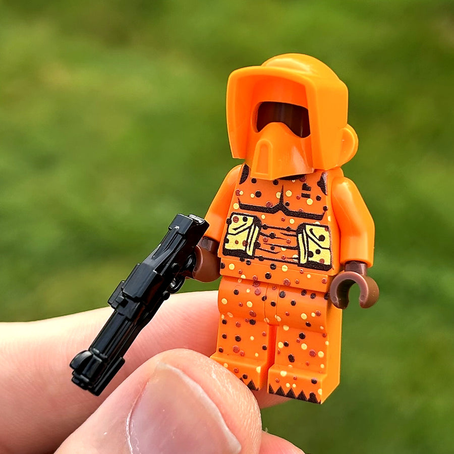 Peanut Butter Scout custom LEGO minifigure by BrickTactical, front view with blaster