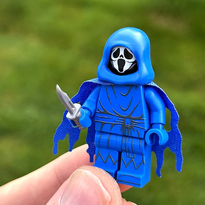 SCREAMFACE (Blue) custom LEGO minifigure by BrickTactical with knife