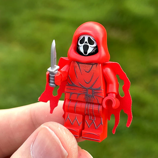 SCREAMFACE (Red) custom LEGO minifigure by BrickTactical with knife