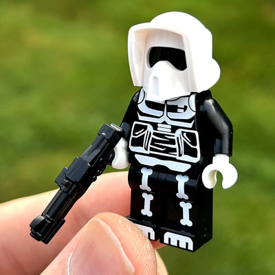 Skeleton Scout custom LEGO minifigure by BrickTactical, front view with blaster