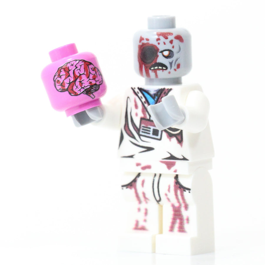 Zombie Brain Head – custom LEGO-compatible minifigure item by BrickTactical, alternate view