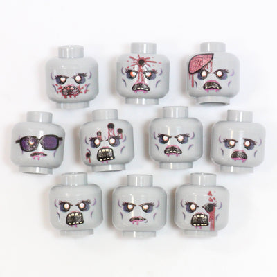 Female Zombie Head Pack – custom LEGO-compatible minifigure item by BrickTactical