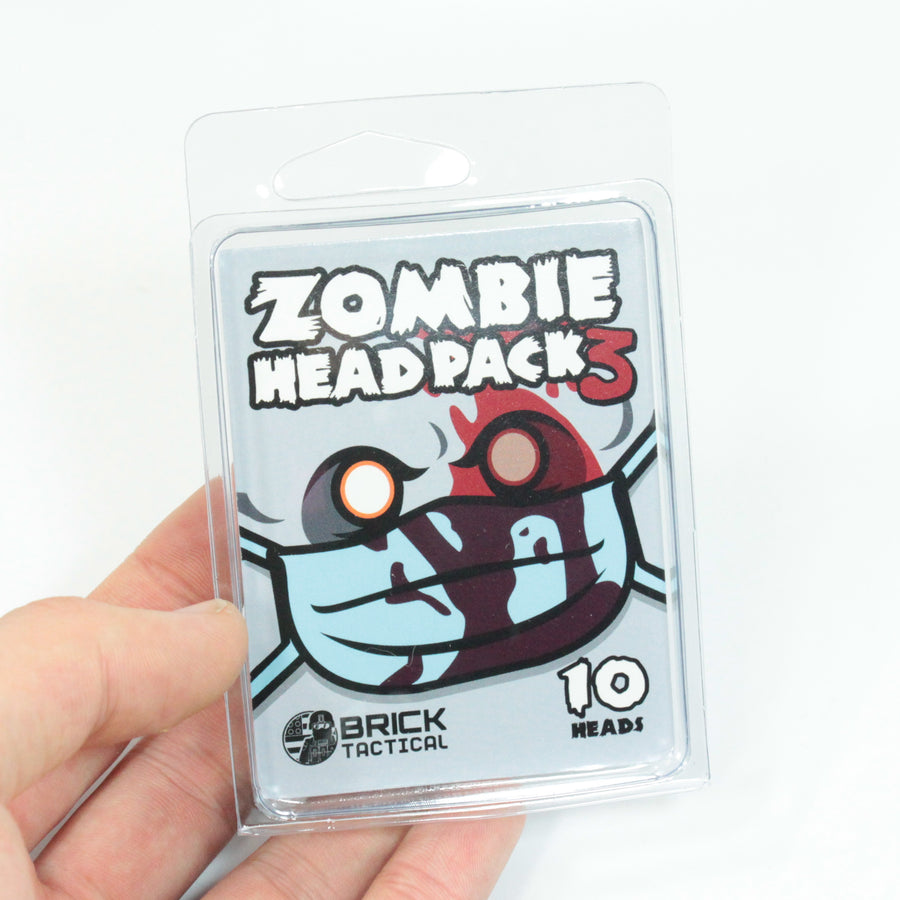Zombie Head Pack 3 – custom LEGO-compatible minifigure item by BrickTactical, alternate view