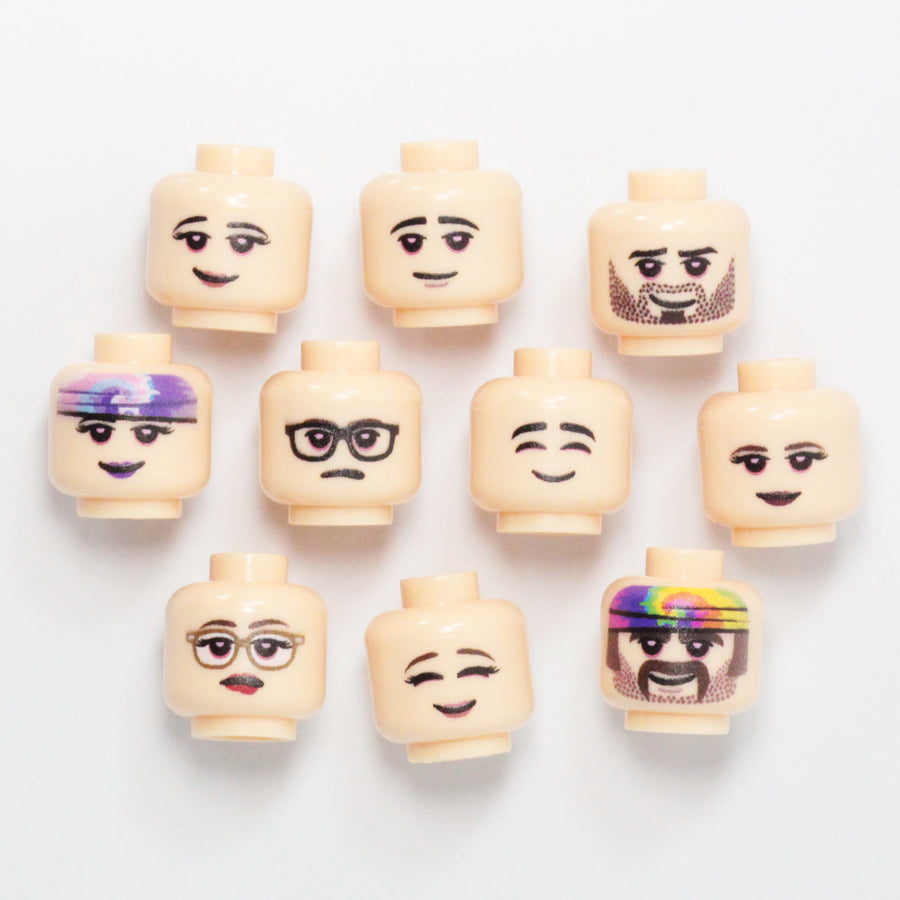 BrickTactical Custom Printed LEGO Blazed Head Pack Light Flesh