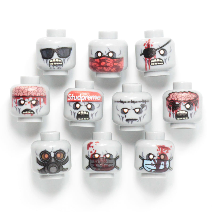Zombie Head Pack 3 – custom LEGO-compatible minifigure item by BrickTactical