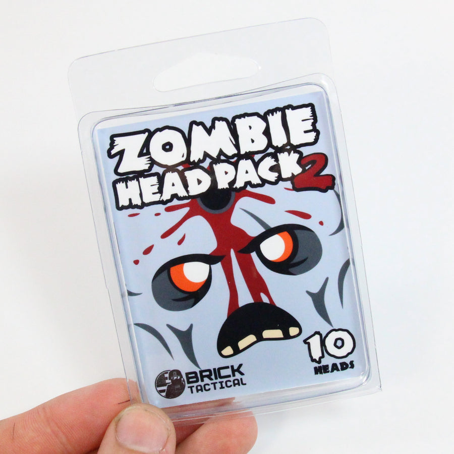 Zombie Head Pack 2 – custom LEGO-compatible minifigure item by BrickTactical, alternate view