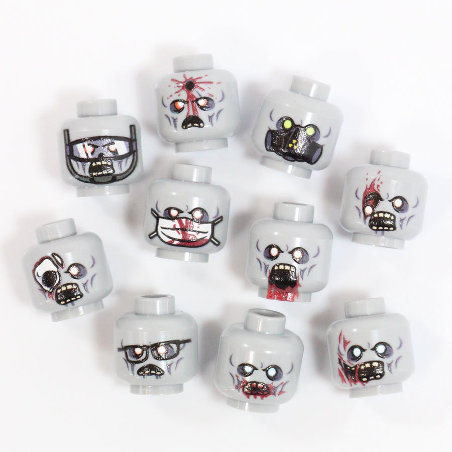 Zombie Head Pack 2 – custom LEGO-compatible minifigure item by BrickTactical