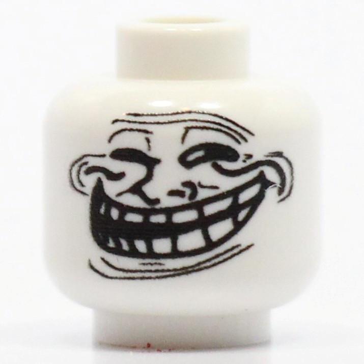 Troll Face Head – custom LEGO-compatible minifigure item by BrickTactical
